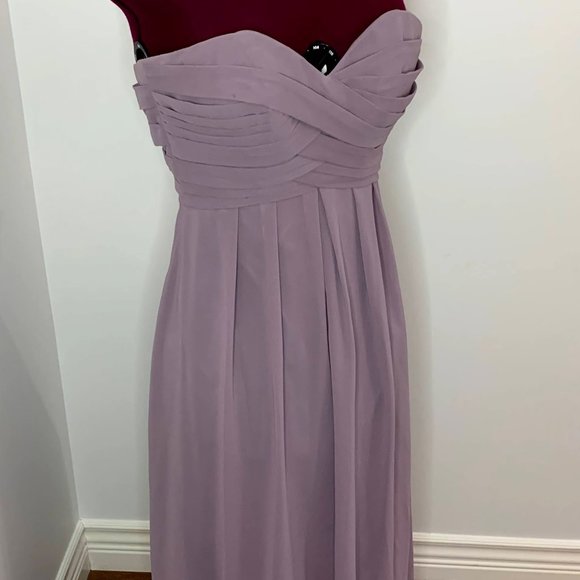 Strapless Dusty Lavender Bridesmaid Dress - Picture 3 of 8